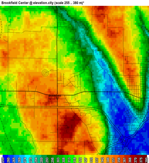 Brookfield Center elevation map