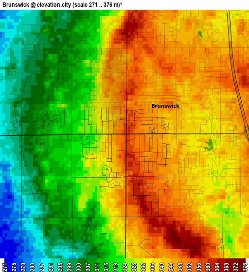 Brunswick elevation map