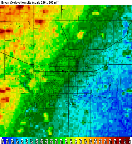 Bryan elevation map