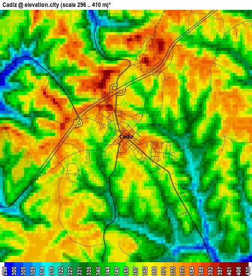 Cadiz elevation map