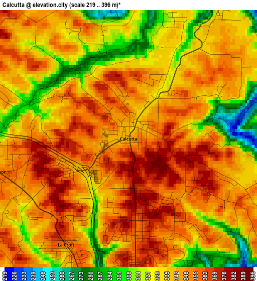 Calcutta elevation map