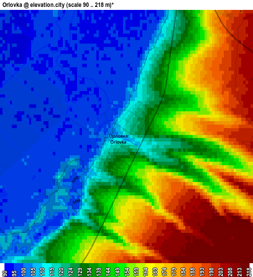 Orlovka elevation map