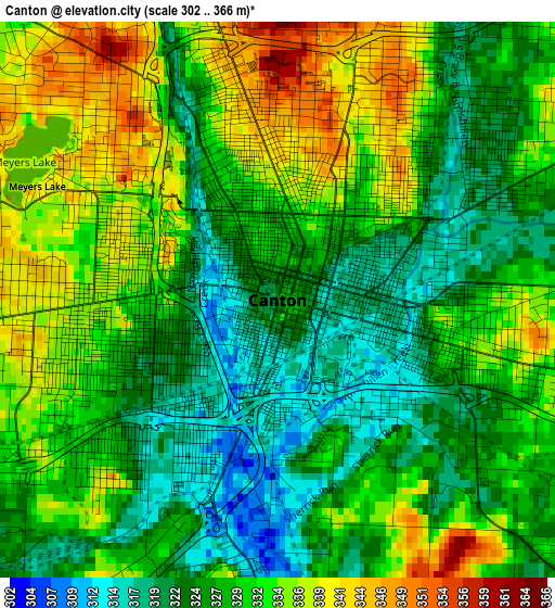 Canton elevation map