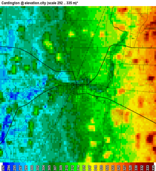 Cardington elevation map