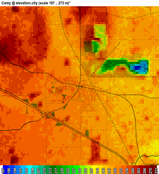 Carey elevation map