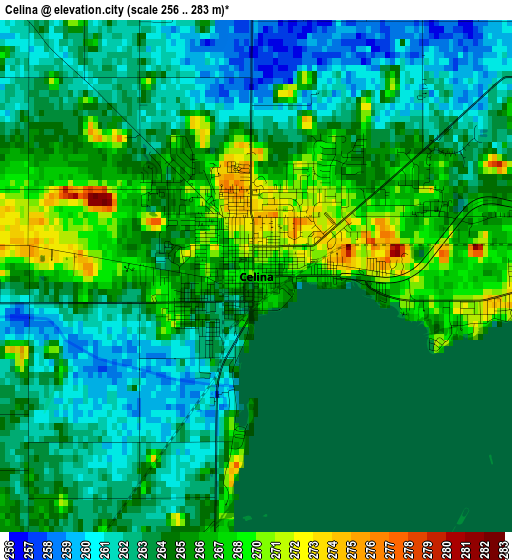 Celina elevation map