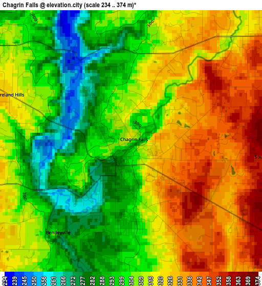 Chagrin Falls elevation map