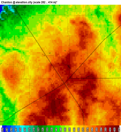 Chardon elevation map