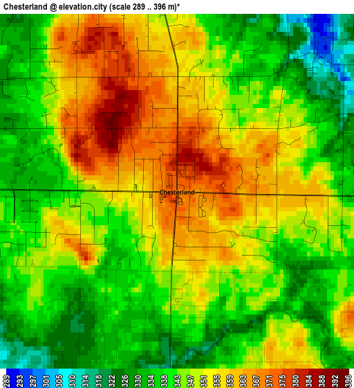 Chesterland elevation map