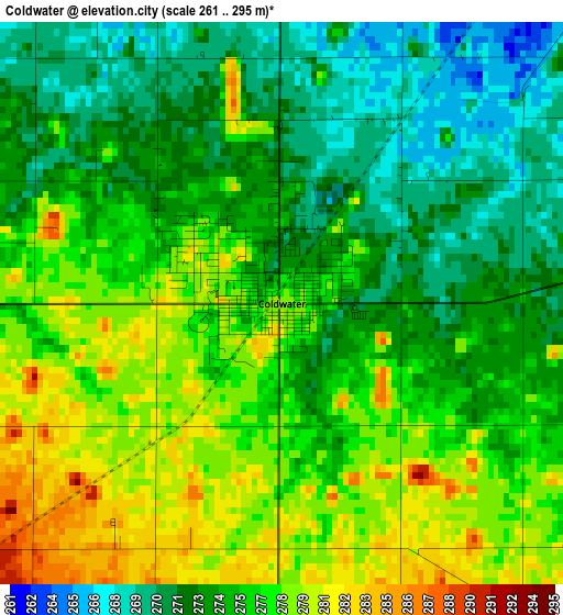 Coldwater elevation map