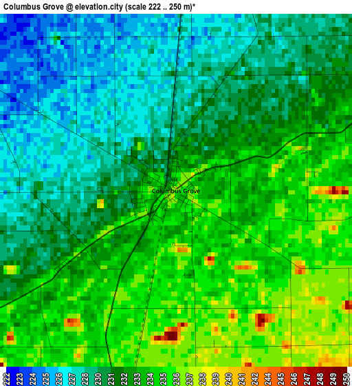 Columbus Grove elevation map