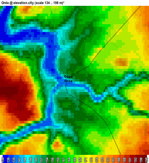 Orda elevation map