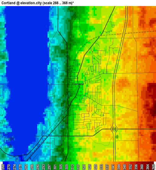 Cortland elevation map