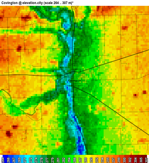 Covington elevation map