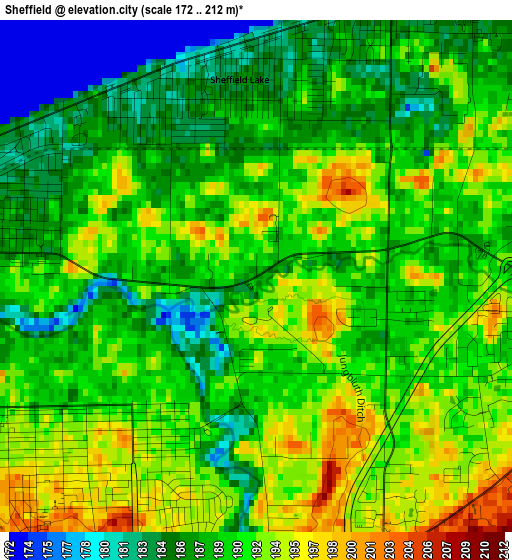 Sheffield elevation map