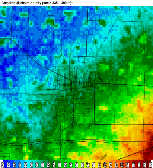 Crestline elevation map