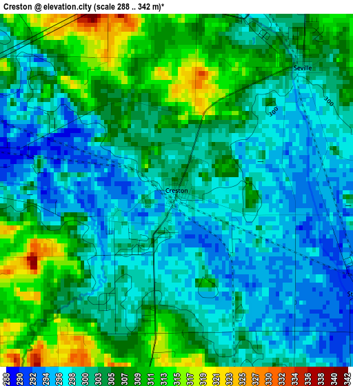 Creston elevation map