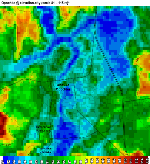 Opochka elevation map