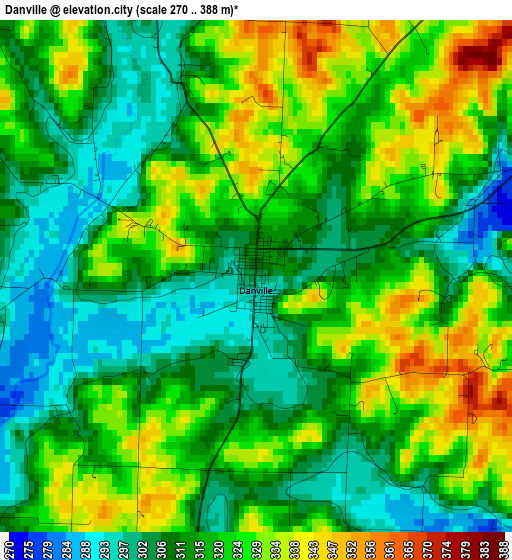 Danville elevation map