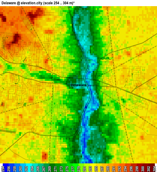 Delaware elevation map