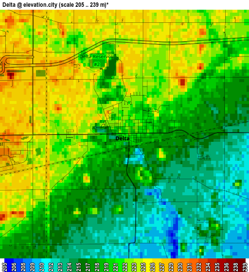 Delta elevation map