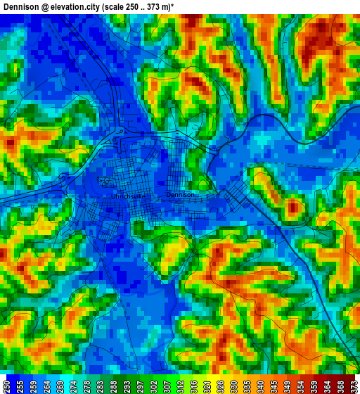 Dennison elevation map