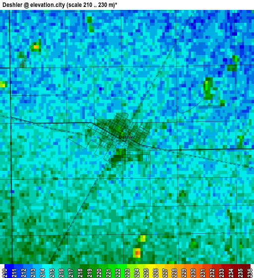 Deshler elevation map