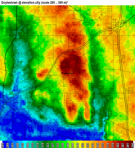 Doylestown elevation map