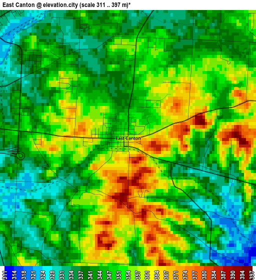 East Canton elevation map