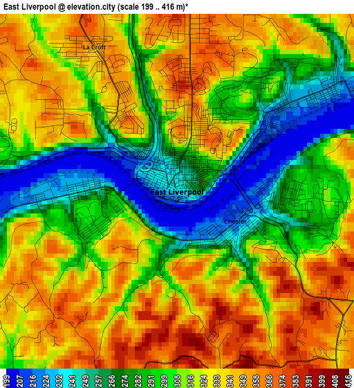 East Liverpool elevation map