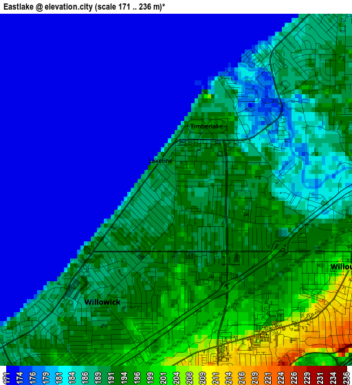 Eastlake elevation map