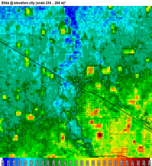 Elida elevation map