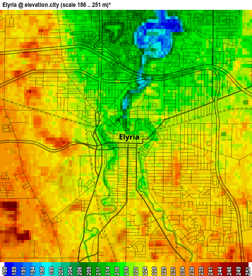 Elyria elevation map