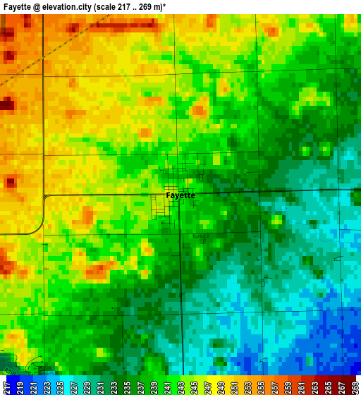 Fayette elevation map