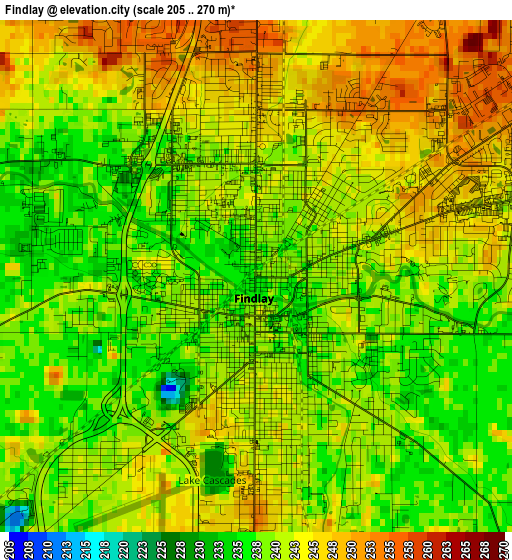 Findlay elevation map