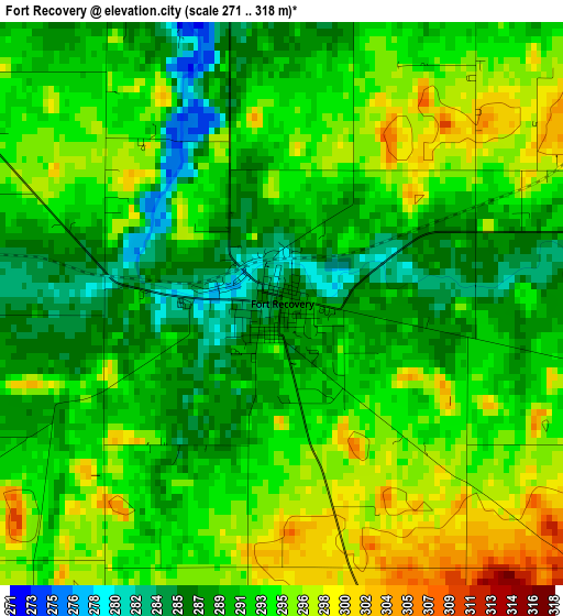 Fort Recovery elevation map