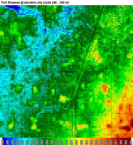 Fort Shawnee elevation map