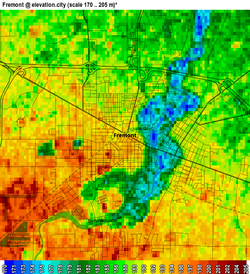 Fremont elevation map