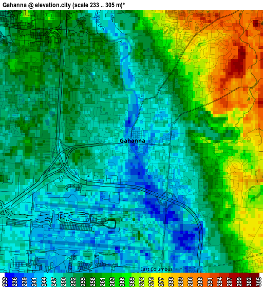 Gahanna elevation map