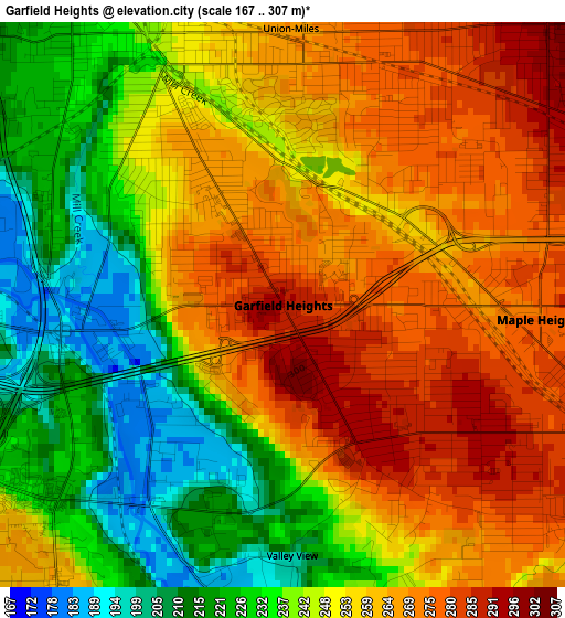 Garfield Heights elevation map