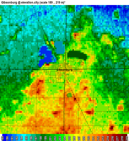 Gibsonburg elevation map