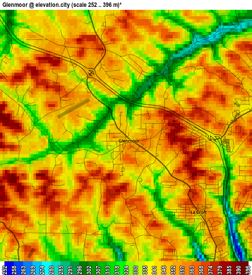 Glenmoor elevation map