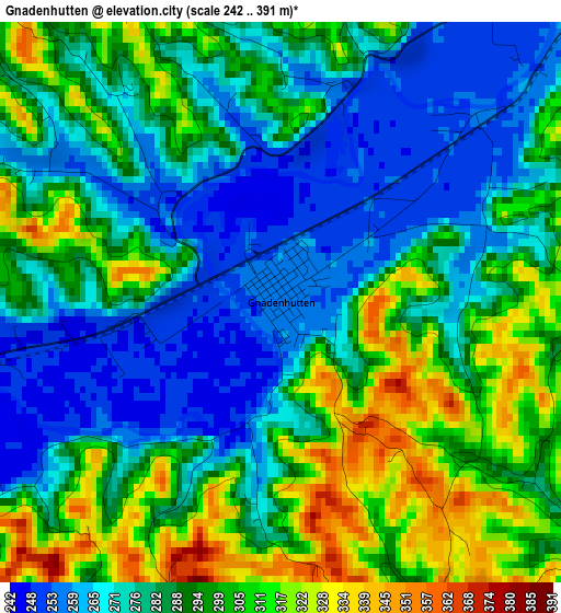 Gnadenhutten elevation map