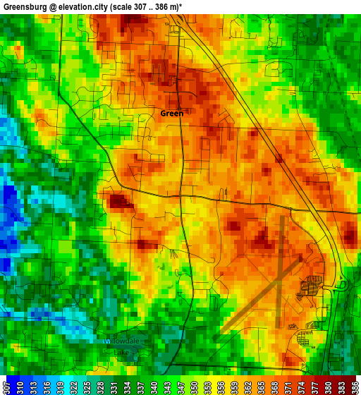 Greensburg elevation map