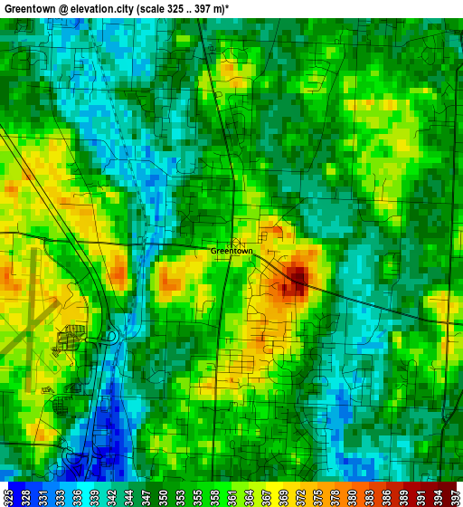 Greentown elevation map