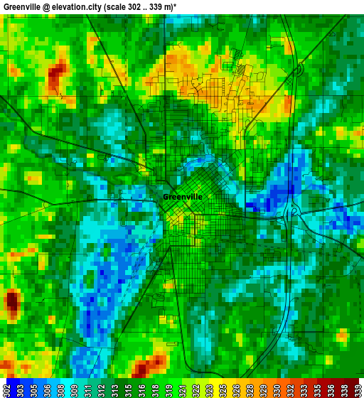 Greenville elevation map