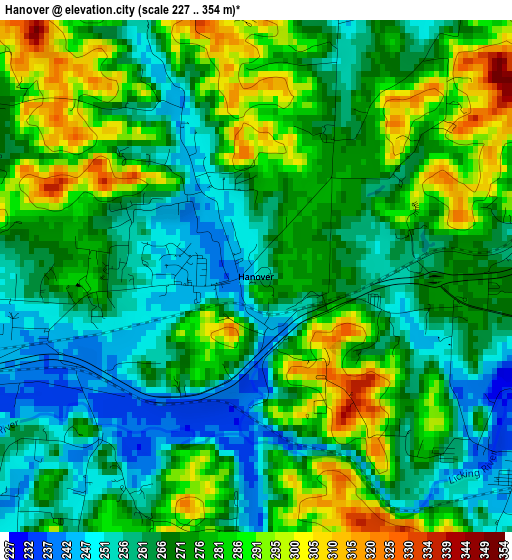 Hanover elevation map