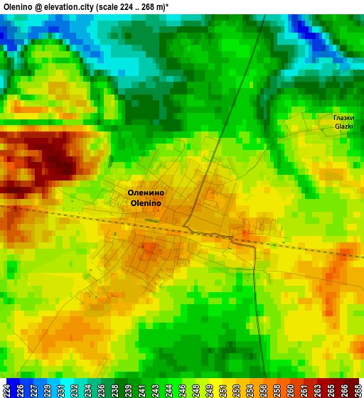 Olenino elevation map