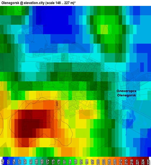 Olenegorsk elevation map