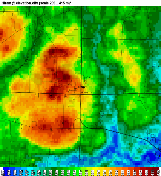 Hiram elevation map